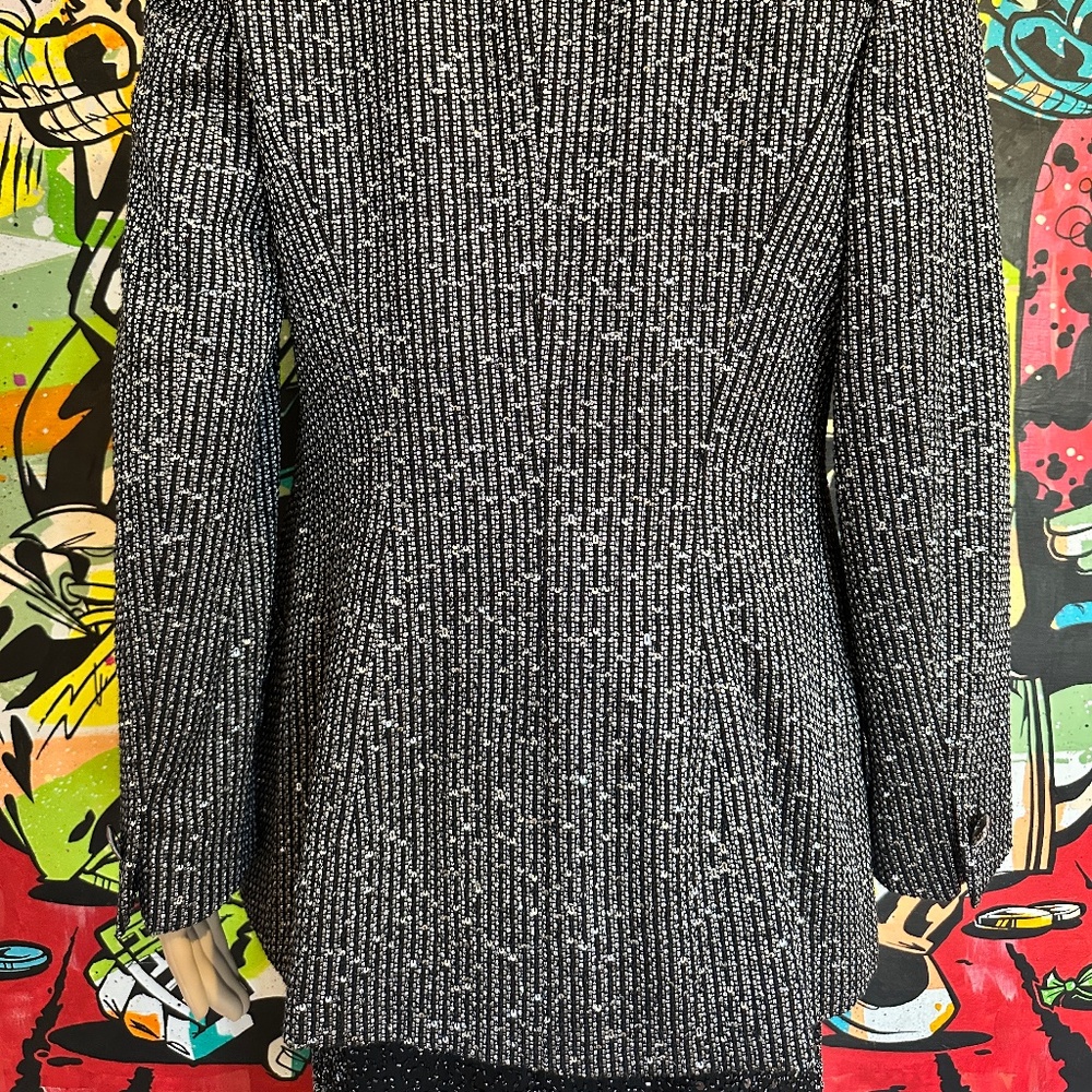 Escada Black and Silver Wool 3 Button Tailored Blazer Sz 34 - Picture 5 of 6